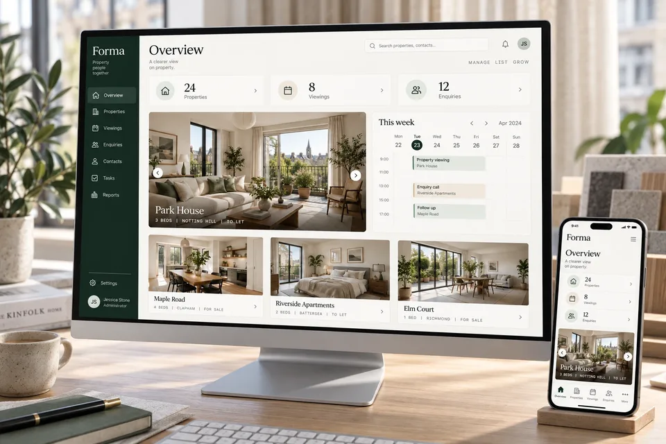 Concept design showing crm & management on modern devices